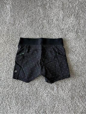 lululemon athletica Black Bike Shorts with Gold Dot Print